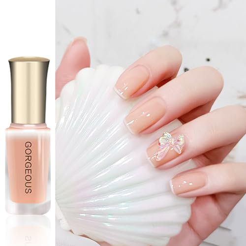 Nude Nail Polish, Jelly Nude Nail Varnish, Chip Resistant & Water Based Translucent Gel Polish, Quick Dry Nail Polish for Art Manicure DIY at Home, Highly Pigmented Nail Varnish