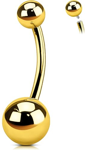 OUFER Body Piercing Titanium Belly Bars 14G Internally Navel Piercing Gold Belly Button Bars Navel Bar Jewellery Belly Button Rings