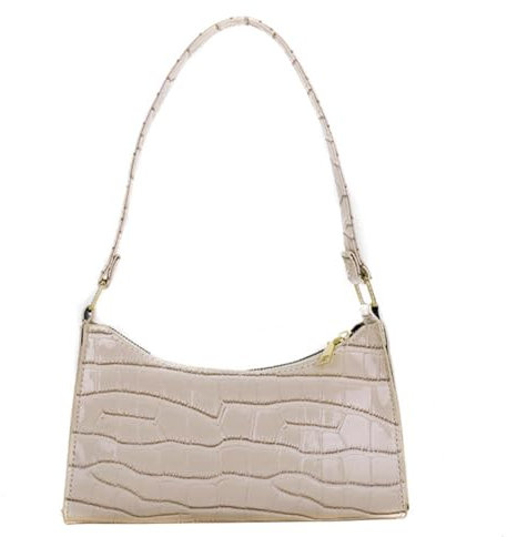 Zwei Taschen Damen Rucksack Modische einfarbige PU-Unterarmtasche, kompakte Handtasche mit Reißverschluss, Damen-Umhängetasche Drehverschluss Für Taschen Messing (White, One Size)