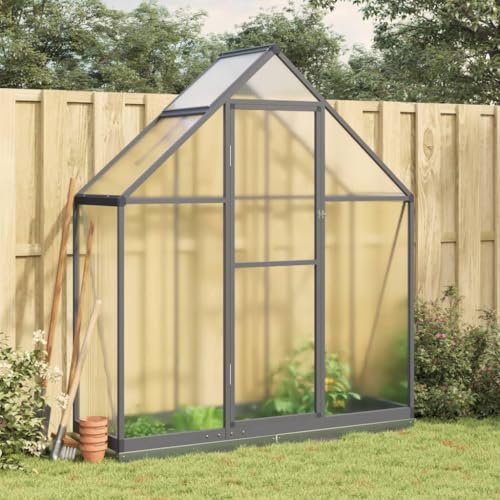 Juroupi Gewächshaus mit Fundamentrahmen GartengewäChshäUser Greenhouse GewäChshaus Aluminium Anthrazit 169x58x202 cm Alu