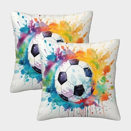 ZHENGYBB Football Kissenbezug 2er Set Kissenbezüge Wohnzimmer Kissenhülle Couchkissen Waschbar Kopfkissenbezug Für Sofa Stuhl Bett Garten Deko Kissen 40x40cm