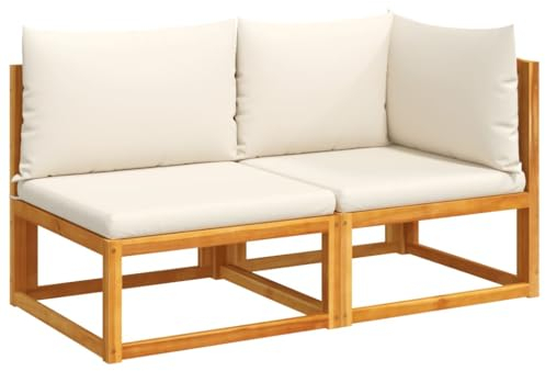 vidaXL Gartensofa mit Kissen 2-Sitzer Holz Akazie & Seil