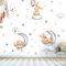 Wandaufkleber Kinderzimmer Tiere, Mit Wolken Sterne Mond Kaninchen Wandaufkleber Lichtfarbe Babyzimmer Wandsticker Aquarell Kinder Selbstklebend Für Kinderzimmer Schlafzimmer Schrank (Set B)
