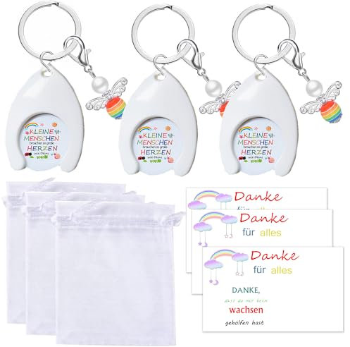 Lot de 3 jetons de chariot – Éducateur avec cœur – Merci – Choix de motif/couleur – Cadeau – Jardin d'enfants – Crèche – Petits cadeaux d'adieu – Porte-clés ange perlé