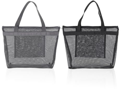 2-Teilige Netztasche, Strandspielzeugtasche, Atmungsaktive Strandtasche, Tragetasche Mit Mehreren Taschen, Tragbare Reisetasche, Fitness-Kleidungstasche, Geeignet Für Pool-Strandreisen