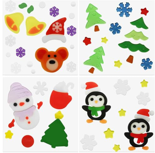 4 Stück Weihnachts-Winter-Fensteraufkleber, Weihnachts-Fensteraufkleber für Glasfenster, Schneeflocken-Weihnachtsbaum, Weihnachtsmann-Fensteraufkleber,kleben die fensterbrille im d-style
