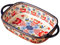 Kalastussaari Baking Dish, 730ml Heat-resistant Ceramic Oven Dish with Dual Handles, Flower Print Rectangle Lasagne Dish, Non Slip Washable Casserole Dishes for Oven, Small Baking Dish