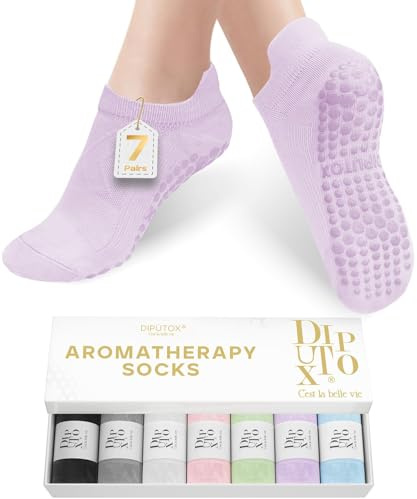 7 Paare Pilates Socken,Yoga Socken & Stoppersocken für Damen Herren,Anti rutsch Antirutschsocken mit Noppen & Duft,Yogasocken Ideal für Geschenk,Reformer,Ballett,Barfuss,Tanz,Fitness, Reha,35-42