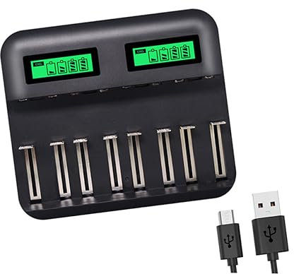 DOITOOL Battery Charger Digital Display 8 Slots for Aa/aaa/c/Usb Rechargeable Multi-protection Features