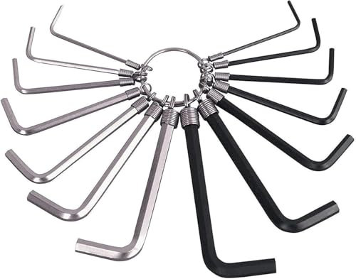 AIBULO 14-Piece Allen Key Set – Metric & Imperial Hex Key Set (1.5mm–6mm, 1/16–7/32) – Compact Hand Tool Kit with Keyring Holder – Ideal Alan Keys Set for DIY, Bikes, Furniture & Machinery