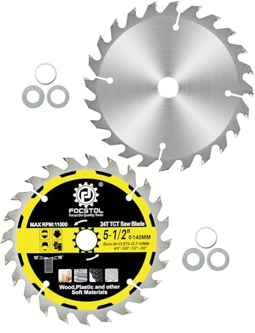FOCSTOL Kreissägeblatt für Holz 140mm x 20mm - 2 Stück Sägeblatt für Holz 24 Zähne zum Schneiden von Sperrholz, Spanplatten, Kunststoffe und Andere Weiche Materialien