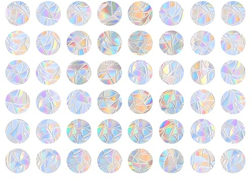 96 Stück Prisma-Fensteraufkleber gegen Vogelschlag, runde Sonnenfänger-Aufkleber, Dekoration, Regenbogen-Fensterfolie, Vogelabwehr für Fenster im Esszimmer