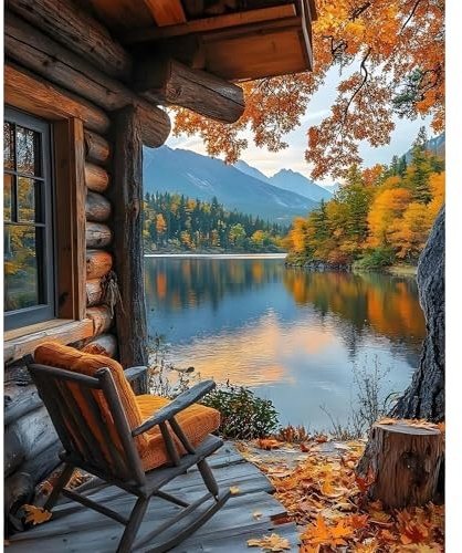 Camocin Art Peinture par numéros pour adultes paysage, paysage peinture par numéros adultes ensemble toile, DIY montagnes Paint by Numbers pour décoration maison, sans cadre 40x50cm