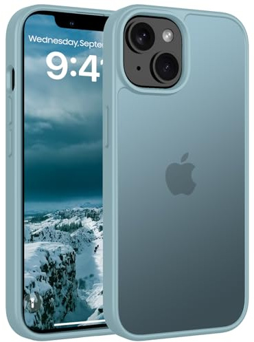 Andwing Matt Hülle für iPhone 13/14 6,1 Zoll Hellblau | Militärstandard FallSchutz Handyhülle,Mattierte Durchscheinende Rückseite Schutzhülle,Anti-Fingerabdruck Kratzfest Haltbar