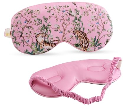 SMUG Cloud Padded Satin Sleep Masks | Skin & Hair Friendly | Improve Sleeping | Plush Eye Cushions for Women & Men | Elasticated Strap | Premium Comfort | Home & Travel | Tiger