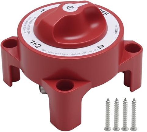 JUUDDENPARTS Heavy-Duty 350A Battery Disconnect Switch, Waterproof 4-Position Isolator for Marine, RV & Automotive Use, Compatible with 12V/24V/48V Systems
