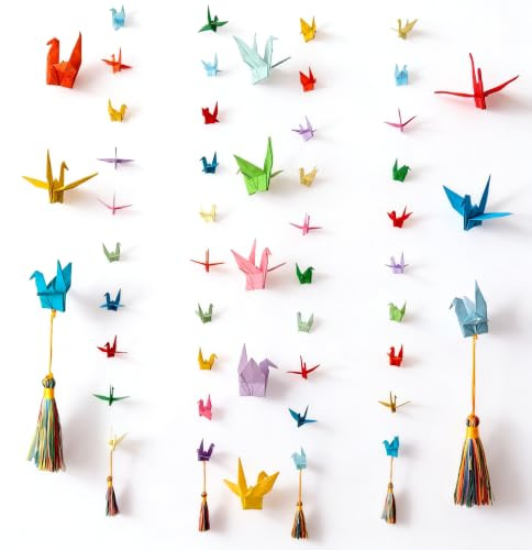 Kranich-Girlanden aus Papier, Regenbogen, Fransen, Hängedekoration, Decke/Wand, Origami, handgefertigt, wiederverwendbar, Hochzeit, Geburtstag, Babyzimmer, 49 Zoll