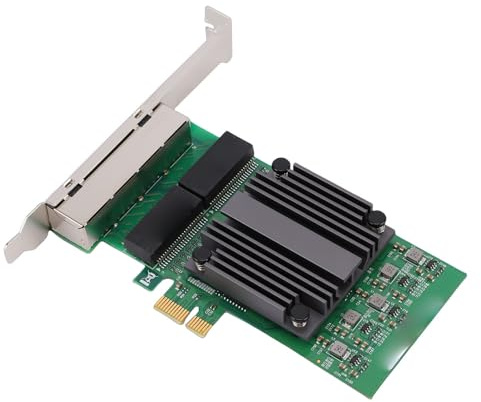 Jectse Carte Réseau PCIe X1 4 Ports, Adaptateur Ethernet Gigabit avec Puce 82571 et 4 Ports RJ45, pour PC et Serveurs Industriels