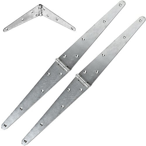 White Hinge 2X Galvanised Zinc Strap Hinges 300mm / 12 (Pair)