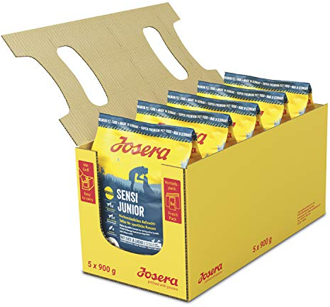 Josera - Hundefutter - 5 x 900 g Pack - Sensi Junior - Ente und Lachs - Adultes und aktives Hundefutter - Ideal für empfindliche Magen - leichte Verdauung