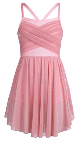 Vestito da Balletto Bambina Ragazze Leotard Body Dancewear Ginnastica Danza Classica in Chiffon Senza Manica Aderente Gonna Allenamento Ballo Elegante 4-12 Anni