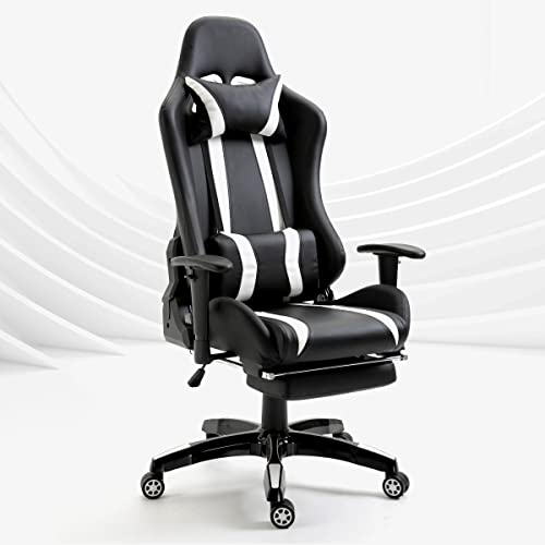 SVITA Gamyx Gaming Stuhl Bürostuhl Schreibtischstuhl Gaming Sessel Ergonomischer Drehstuhl Stuhl mit Kopfstütze Fußstütze Fußablage