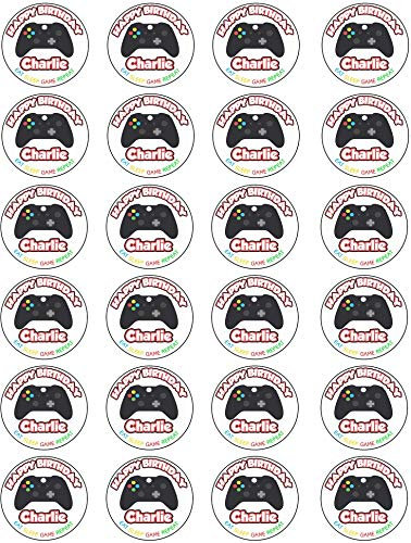 AK Giftshop Personalised Xbox Gaming Birthday Stickers - (Pack of 24) - Any Name Age Text