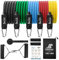 Beenax Resistance Bands Set with Handles - Heavy Duty 12pcs Exercise Bands, Up to 150/200/250 LBS - Fitness Training Tubes for Home, Gym, Physio - Large Handles, Ankle Straps, Door Anchor, Carry Bag