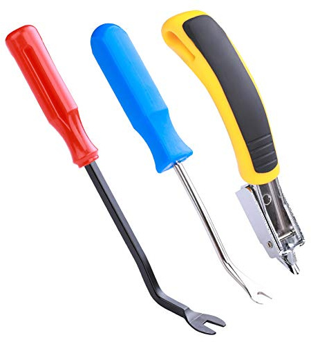 QXUJI 3PCS Upholstery and Construction Staple Remover with Tack Puller Tool, Nail Puller, Carpet Remover, for Removing All Kinds of Staples for Furniture, Floor, Wooden Case, Carton, Photo Frame