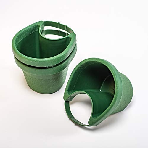 UPP Pot de Fleurs pour gouttière jusqu'à 14 cm de diamètre I Vert I Lot de 3 Pots I 14 x 9 x 11,5 cm