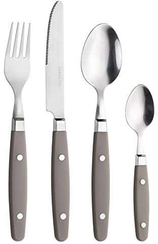 Prima Collection, Set da 24 Posate Serie Country in Acciaio Inox Nichel Free, con Manico Colore: Grigio Scuro, con Scatola Regalo