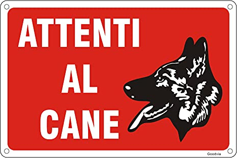 Goodvia Attenti al Cane Cartello Alluminio 20x30cm, Attenzione al Cane Cartelli in Metallo Riflettente, Targhetta Attenti al Cane Durevole, Impermeabili e Protezione UV Sono Adatti per Esterno
