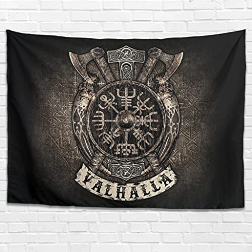Wikinger Runen Wandteppich Wandbehang Fantasy Wandtuch Tapestry Tapisserie Wanddeko für Schlafzimmer Wohnzimmer als Stranddecke Picknickdecke white 230x150cm