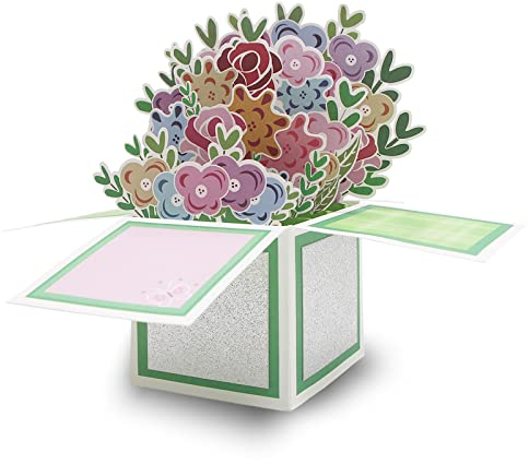 iLovepaper Pop-Up Blumenkarte, 3D Blumenkarte für Sie, Frauen, Frau, Mutter (Geburtstagskarte, Pop-Up Grußkarte, Gute Besserung), Popup Glückwunschkarte mit Umschlag Blumenstrauß - Bunt (green)