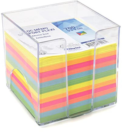 WAYTEX 931151 - Blocco per appunti con 700 note multicolore, 9 x 9 cm, con supporto in plastica trasparente