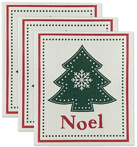 DII Schwedisches Geschirrtuch-Set Cleaning Collection, 7,75 x 6,75 cm, Noel Tree 3-teilig