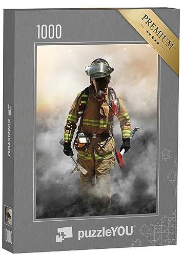 puzzleYOU: Puzzle 1000 Teile „Feuerwehrmann durchdringt eine Rauchwand“ – aus der Puzzle-Kollektion Feuerwehr