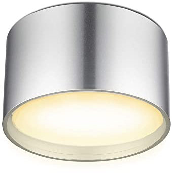 lambado® LED Aufbaustrahler flach mit schöner Lichtfläche - Set inkl. LED GX53 mit 6W 230V warmweiß dimmbar - Runde Aufbauleuchte in Silber