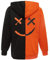 Covisoty Sweat à Capuche Homme Techwear Patchwork de Couleur Contrastée Sweatshirt Pull à Capuche Hip Hop Décontracté Orange Noir 2XL