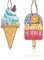 PLIGREAT Lot de 2 Panneaux de Porte en Forme de crème glacée pour Porte de Bienvenue avec Inscription Hello Summer Sweet Summer Décoration d'été à Suspendre pour Mur Jardin Cour Porte d'entrée
