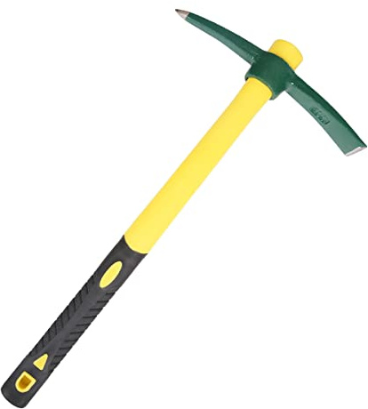 ESCULTORA 18 Inches Steel Forged Pickaxe, Sturdy Durable Mattock Hoe, Weeding Pick Axe with Lightweight Plastic Coated Fiberglass Handle Suitable for Digging, Weeding, Gardening, Camping
