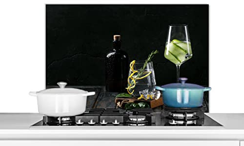 Credence Boisson - Verre à vin - Fruit Fond de hotte 90x60 cm Credence aluminium Plaque inox de cuisine