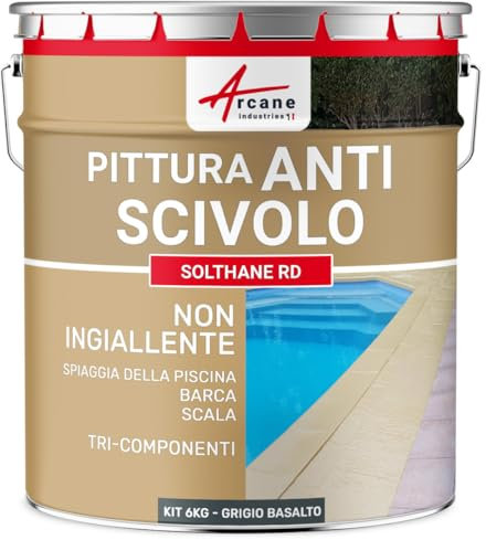 ARCANE INDUSTRIES Peinture antidérapante Sol extérieur, escalier, Bateau, carrelage, béton, Bois, métal : Solthane RD - 6 kg Gris Basalte - RAL 7012
