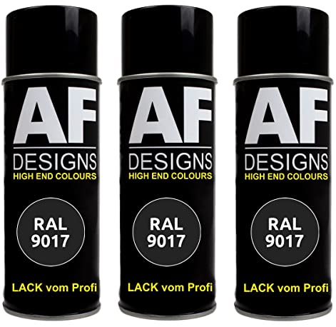 Alex Flittner Designs Lackspray RAL 9017 VERKEHRSSCHWARZ seidenmatt 3x 400ml Spraydose Buntlack Autolack