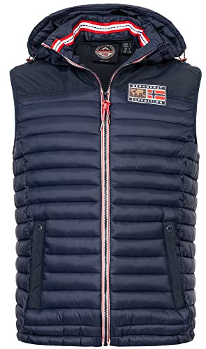 Geographical Norway Herren Stepp weste Bodywärmer Outdoor Kapuzenweste Herbst Vest Winter, Farbe:Navy, Größe:M 48