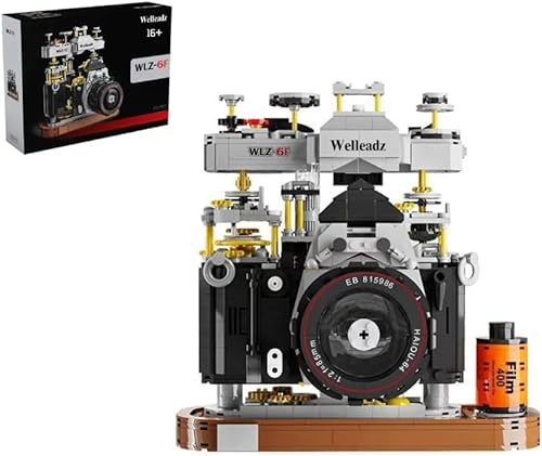 FULHOLPE Technik Kamera Modellbausatz, 1027 Teile Retro Kamera Bauset, Klemmbausteine Kompatibel mit Großen Marken
