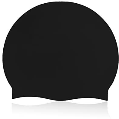 IUDWCG - 1 Pcs Cuffia da nuoto per adulti - Cuffia da piscina per donne e uomini 100% silicone - Tessuto impermeabile elastico confortevole Cuffia da doccia per capelli - Nero