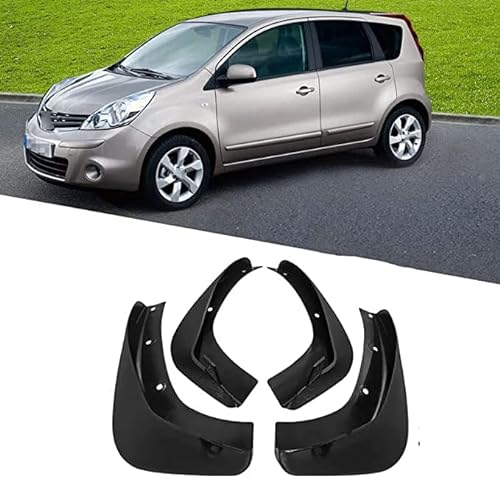HCELET Auto Schmutzfänger Kotflügel Spritzschutz Kit für Nissan Note E11 2005-2011Nissan Note E11 2005-2011, Car Styling Karosserie-Anbauteile Schwarz 4 Stück
