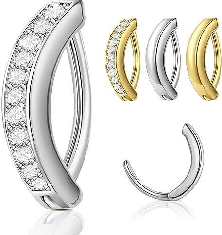 14G Clicker Bauchnabelpiercing Silber 925, Titan Bauchnabelpiercing Chirurgenstahl, Antiallergie Nabelpiercing Ring mit Diamant, Belly Piercing