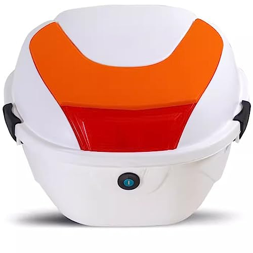 AVIITI Universal Motorcycle Luggage Top Box, Helmet Top Lock Storage Carrier ABS Case, for Motorbike Moped Back Rear Case,Orange,37x33x26cm